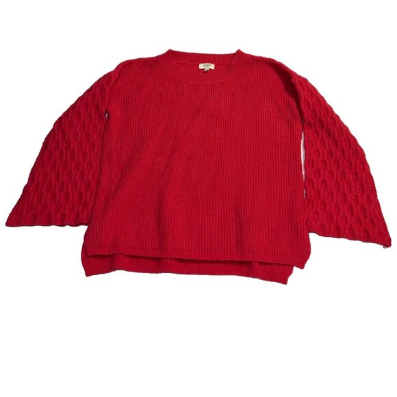 Umgee Women’s Sweater Hot Pink Textured Knit Bell Sleeve Crew Neck Size M - Picture 1 of 5